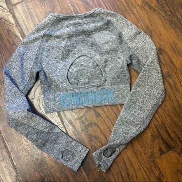 Gymshark Women’s Seamless Cropped Long Sleeve Top Gray Athletic Workout S <196>> - Picture 6 of 9